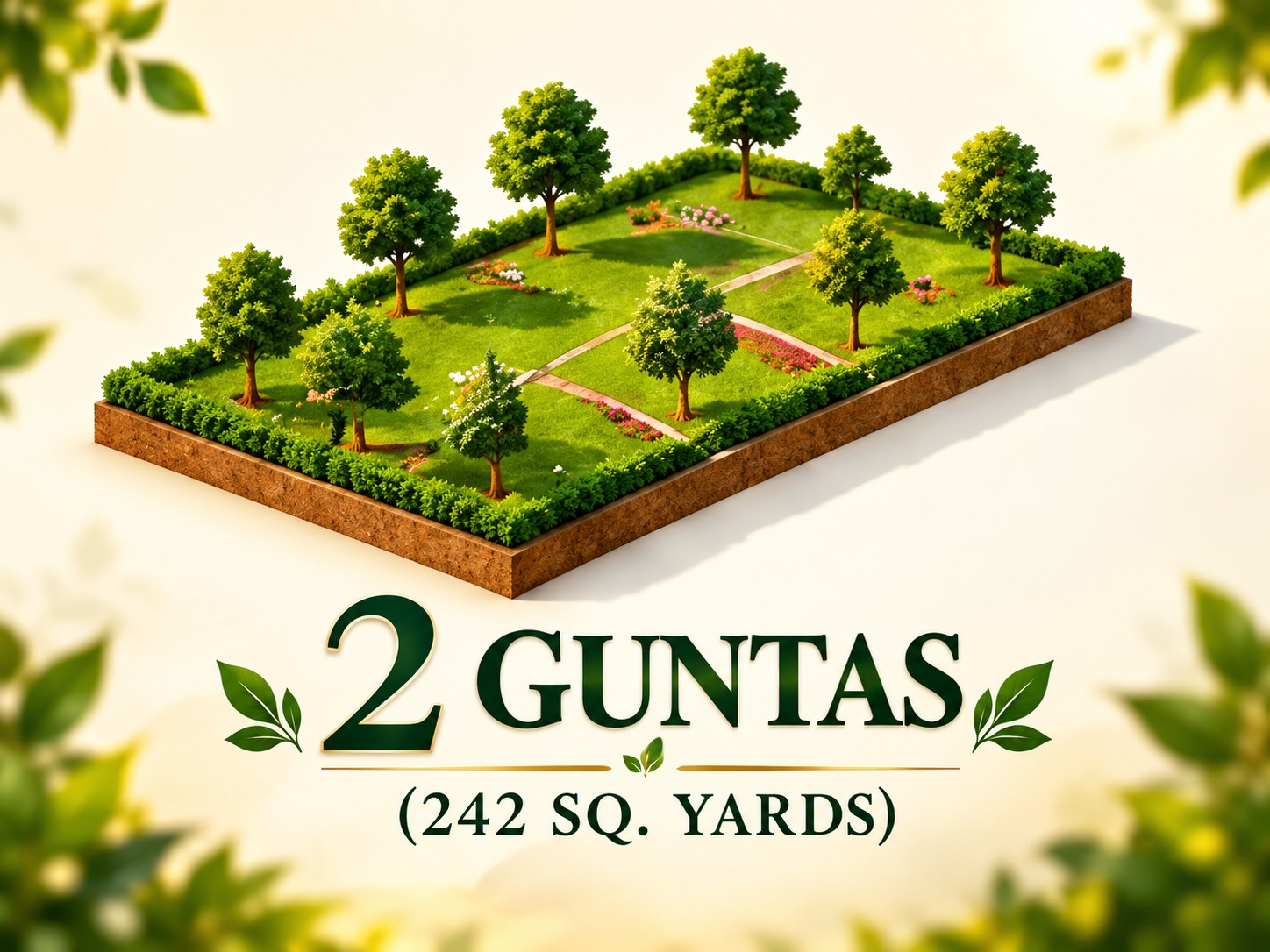 2 guntas (242 sq. yards) farm plot concept illustration